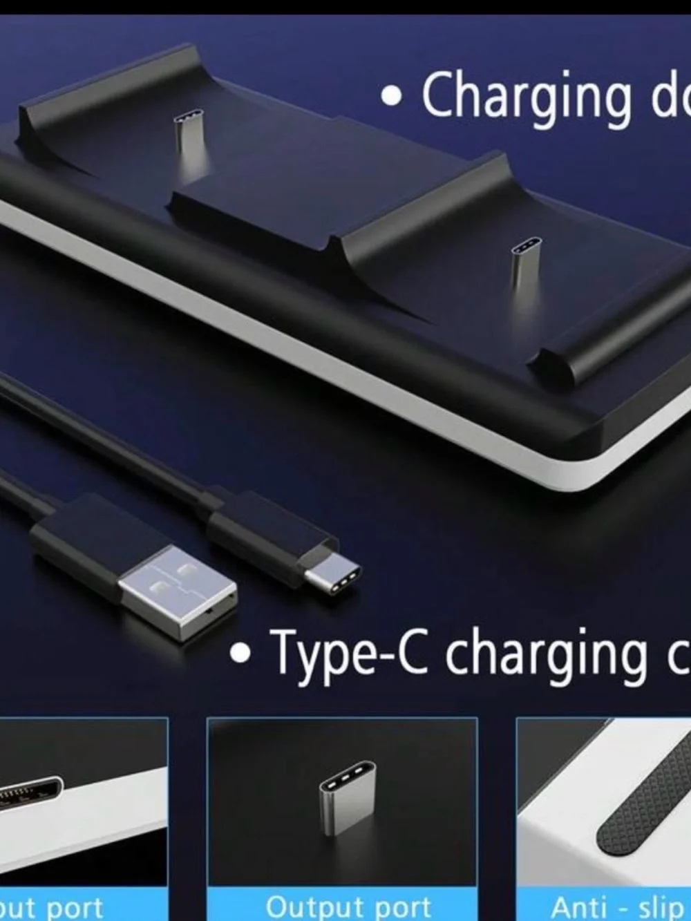 Dual Charging Dock for PS5 Controllers - White/Black